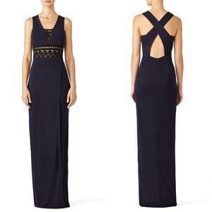 CUT 25 Illusion Lace Evening Gown Formal Dress Navy Black 2 NWT Wedding Prom